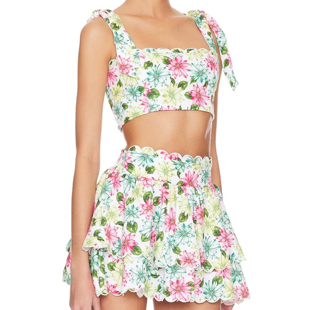 COPY - NWT Agua Bendita x REVOLVE Rhea Top and Cooper Skirt set in Conga White …